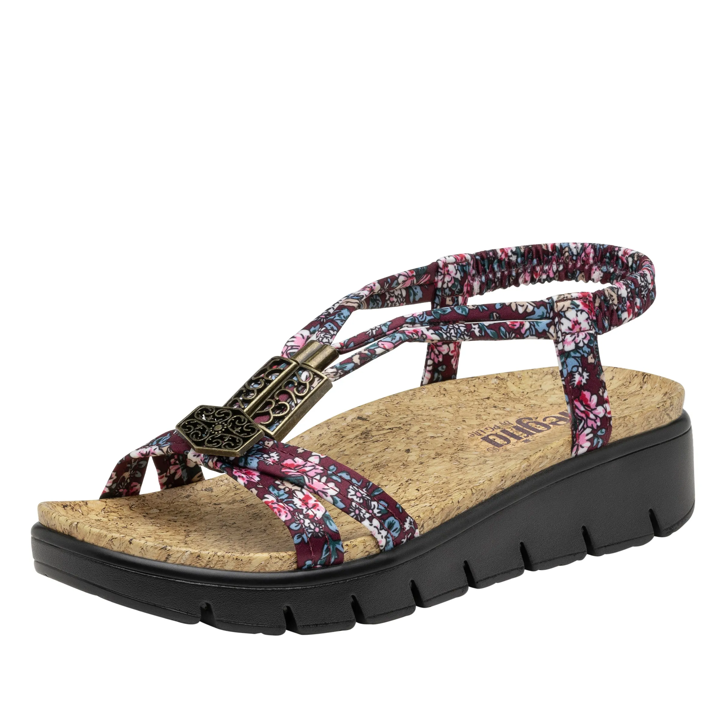 Alegria Womens Roz Charm Backstrap Sandal- Wine