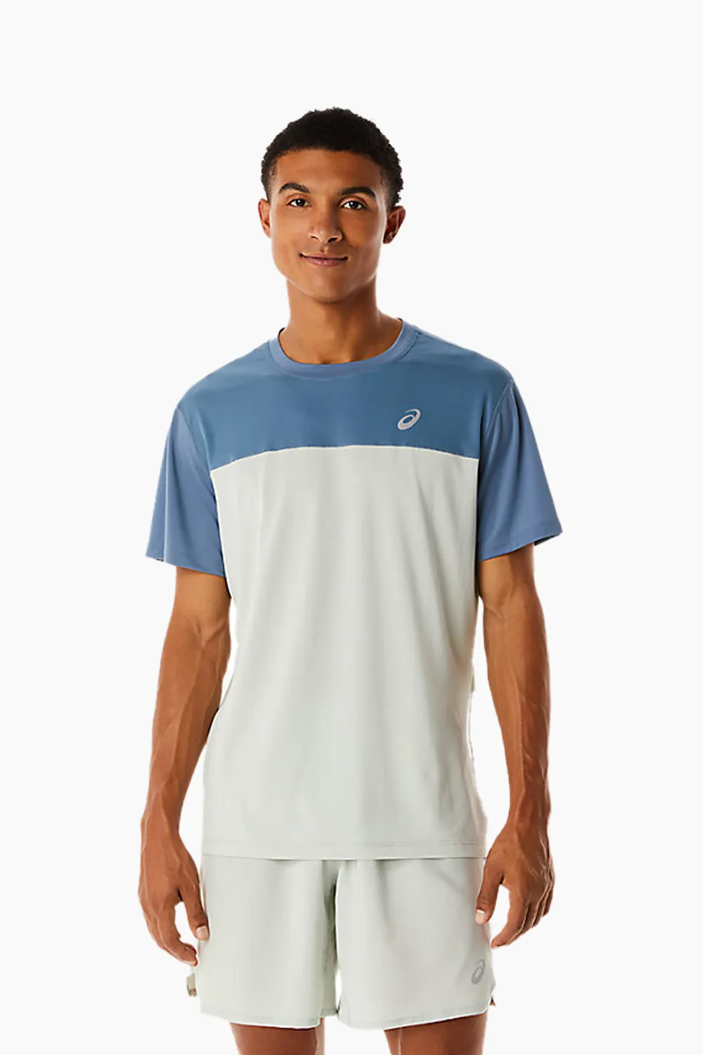 ASICS Men's Race SS Top in Steel Blue/Light Sage