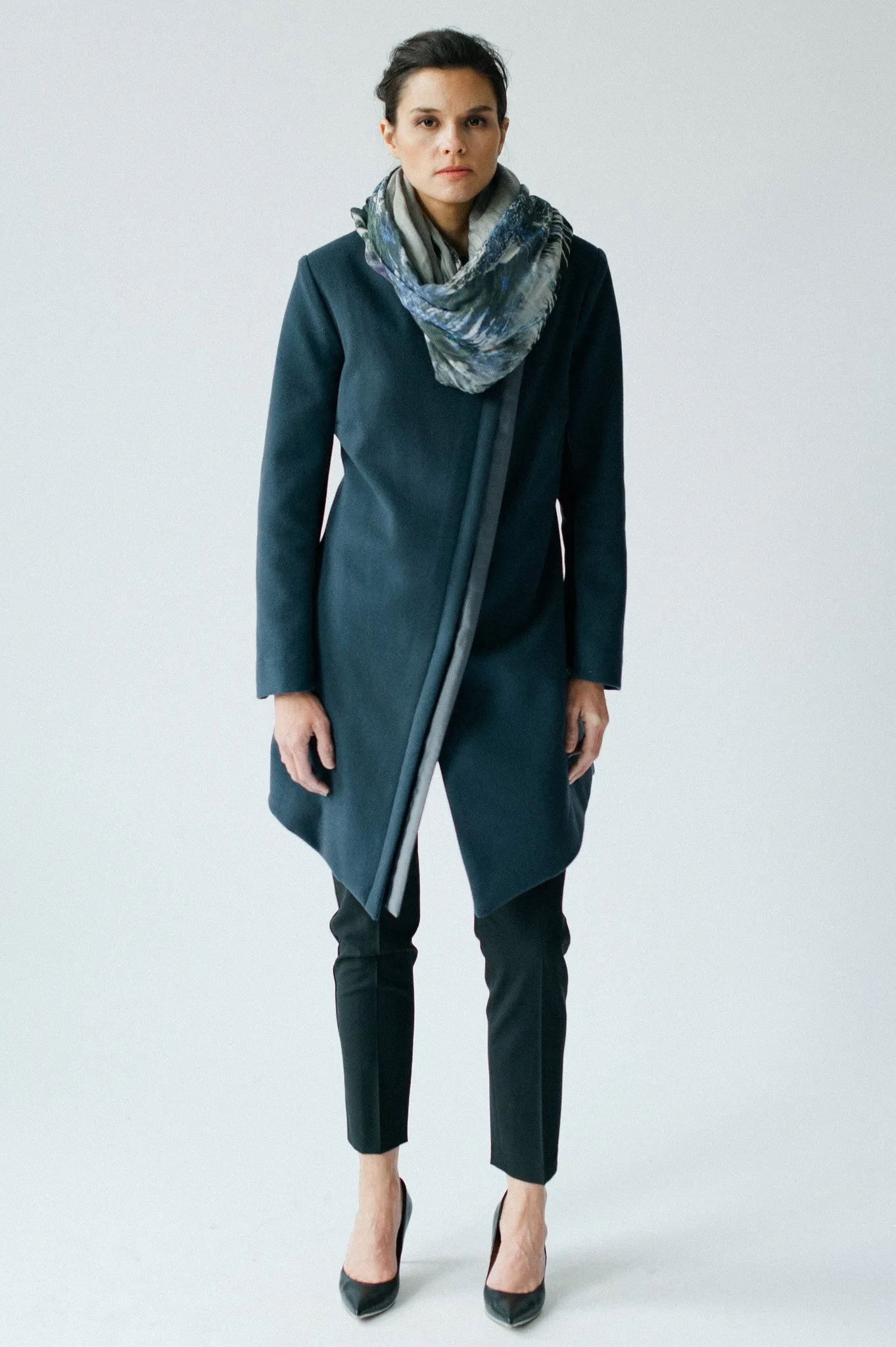 Astor Asymmetric Coat - Slate Blue