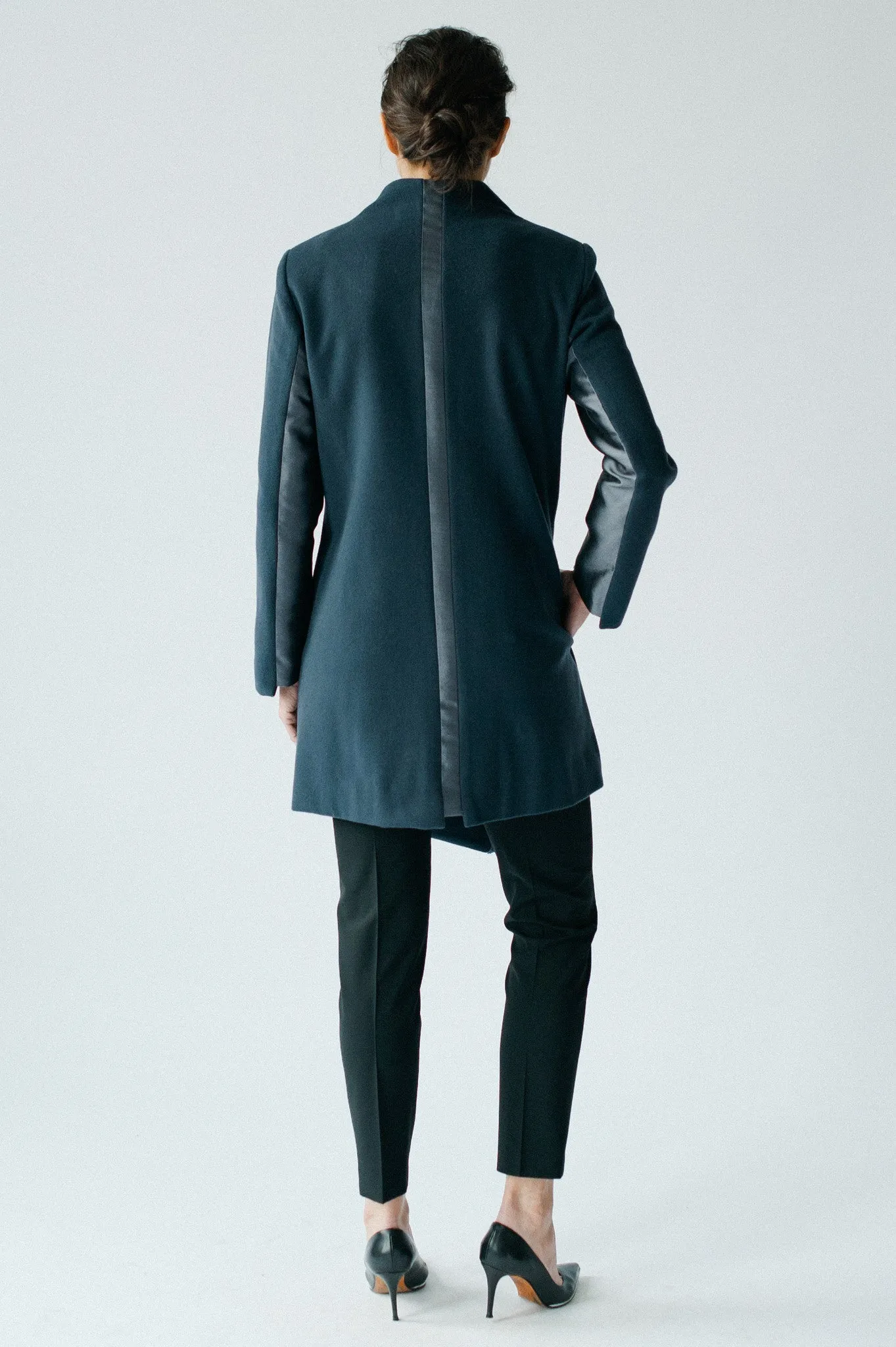 Astor Asymmetric Coat - Slate Blue