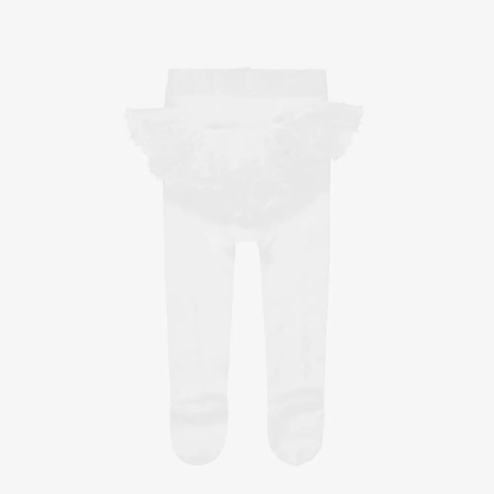 Baby Girls White Ruffle Tights