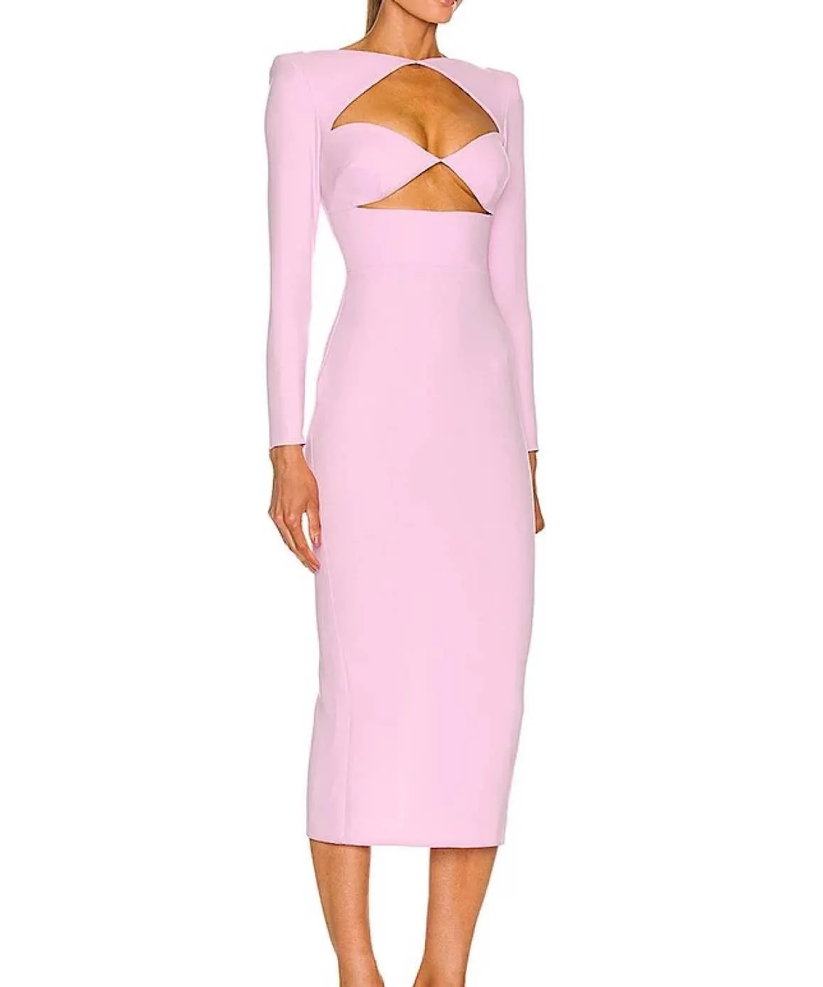 Bandage Knitted Dress In Pink