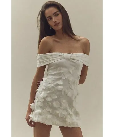 BHLDN Off-The-Shoulder 3D Floral Mini Dress