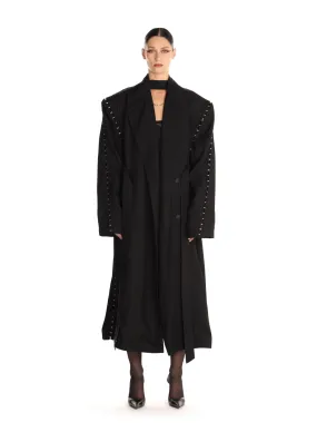 black hook & eye oversized trench