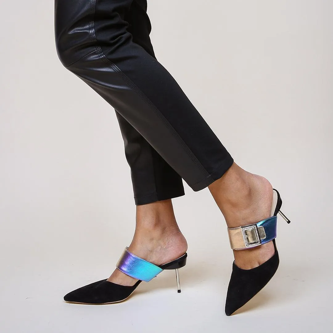 Black Suede Stiletto + Galaxy Grace Strap