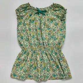 Bonpoint Green Liberty Print Dress With Gathered Waist: 4 Years