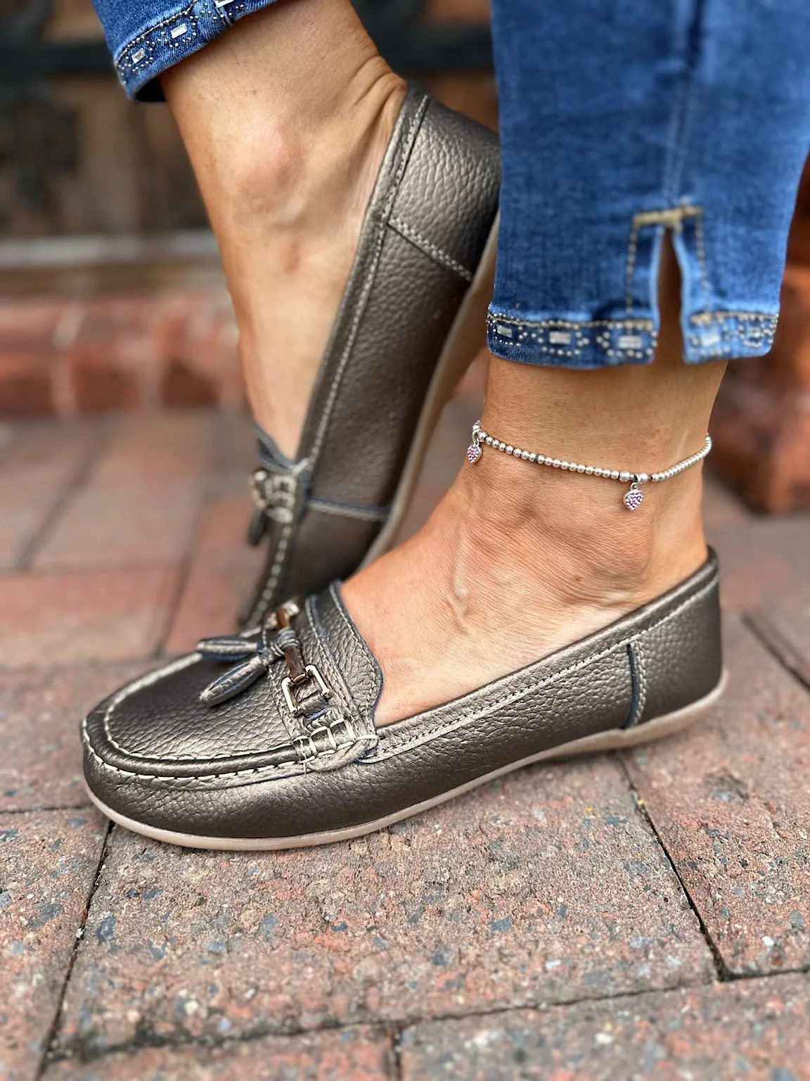 Bronze Leather Tassel Loafer