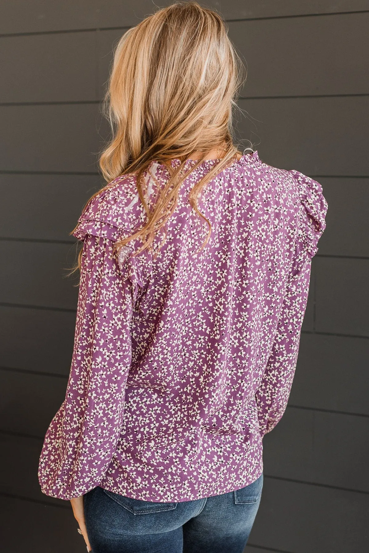 Celebrate Together Floral Blouse- Dark Lavender