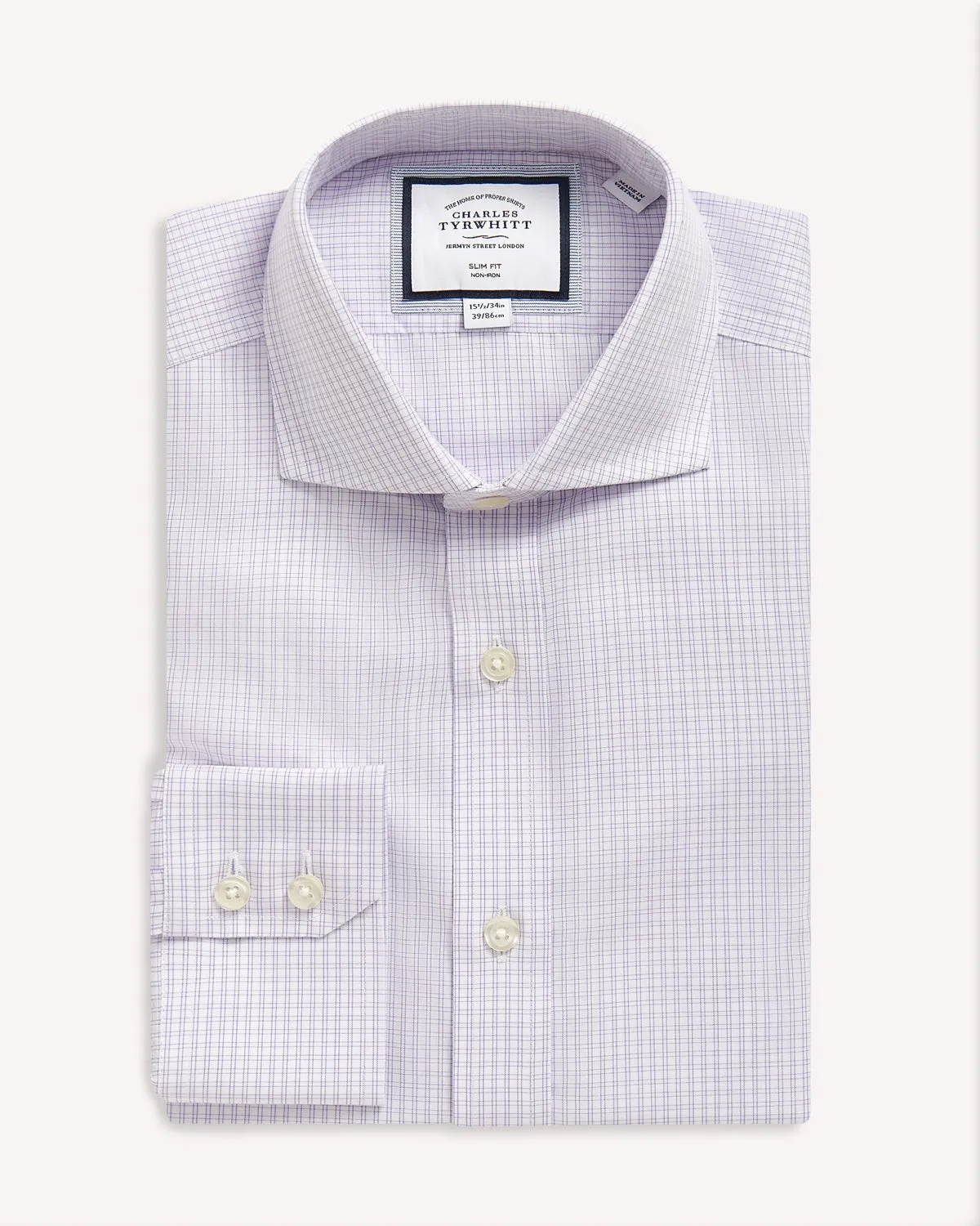 Charles Tyrwhitt Slim Fit Double Check Shirt Lilac Purple