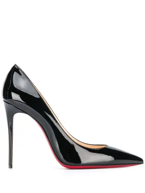 CHRISTIAN LOUBOUTIN Elegant Black Patent Leather Stiletto Pumps with Signature Red Sole