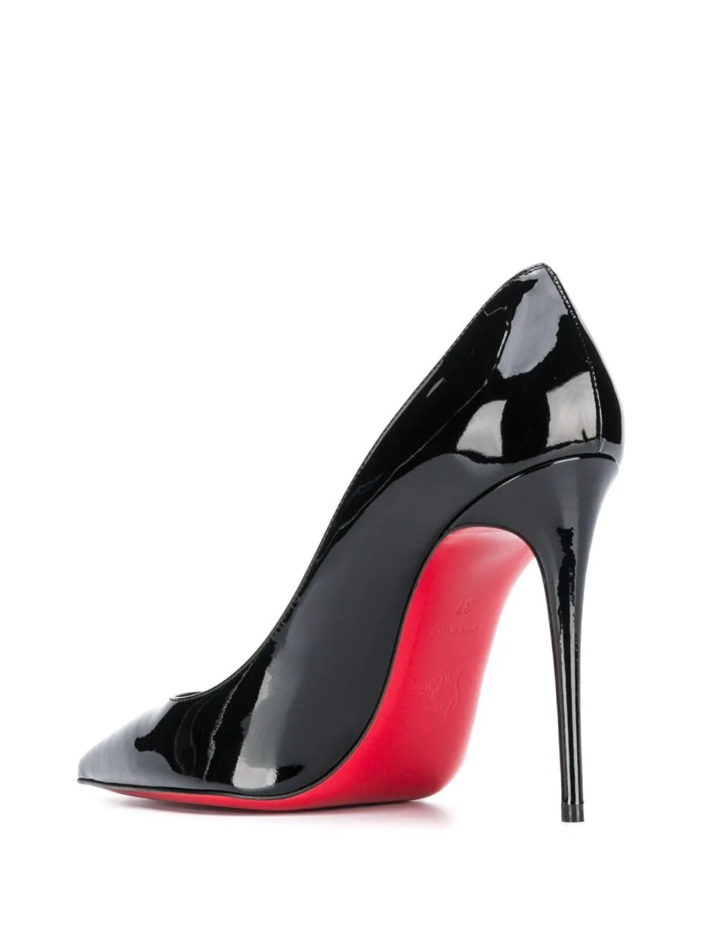 CHRISTIAN LOUBOUTIN Elegant Black Patent Leather Stiletto Pumps with Signature Red Sole