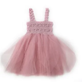 DOLLY by Le Petit Tom  CROCHET TUTU DRESS ALL EYES mauve