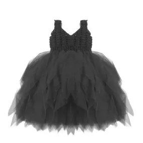 DOLLY by Le Petit Tom  CROCHET TUTU DRESS SEASHELLS black