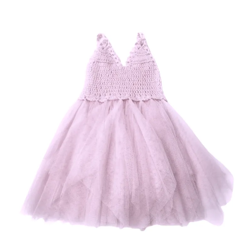 DOLLY by Le Petit Tom  CROCHET TUTU DRESS V-NECK lavender