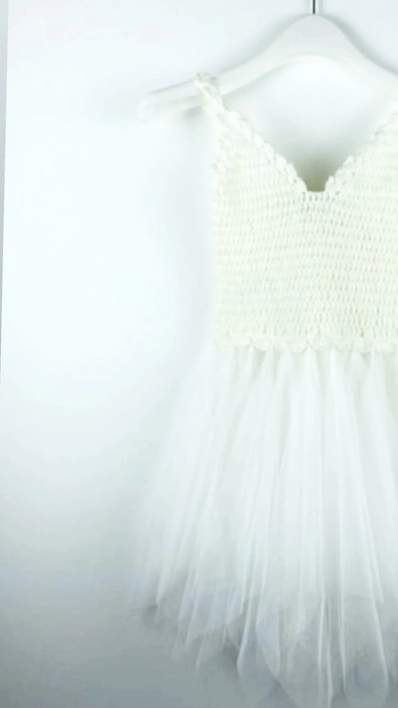 DOLLY by Le Petit Tom  CROCHET TUTU DRESS V-NECK off-white