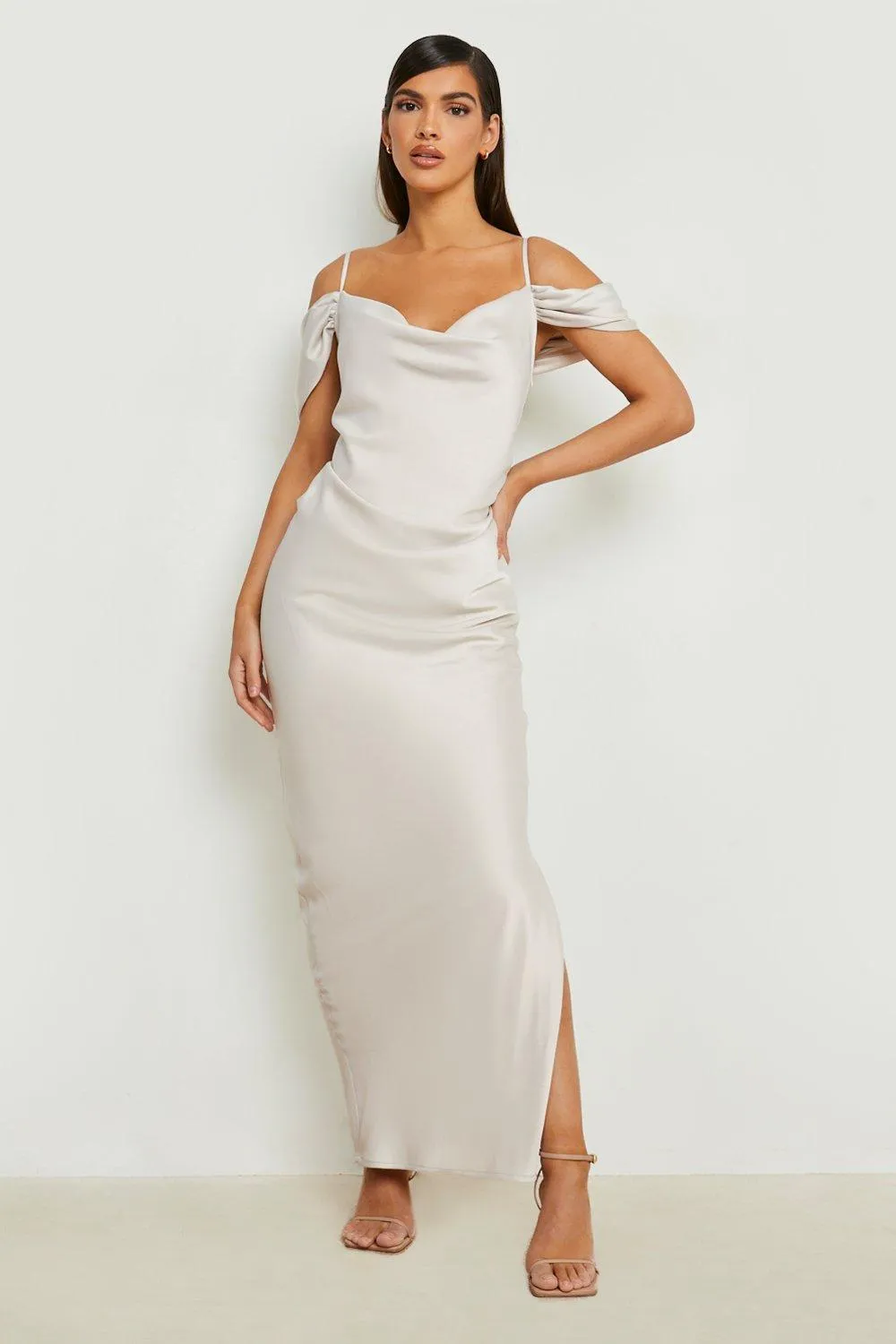 Dresses | Mix And Match Satin Cold Shoulder Maxi Dress | boohoo