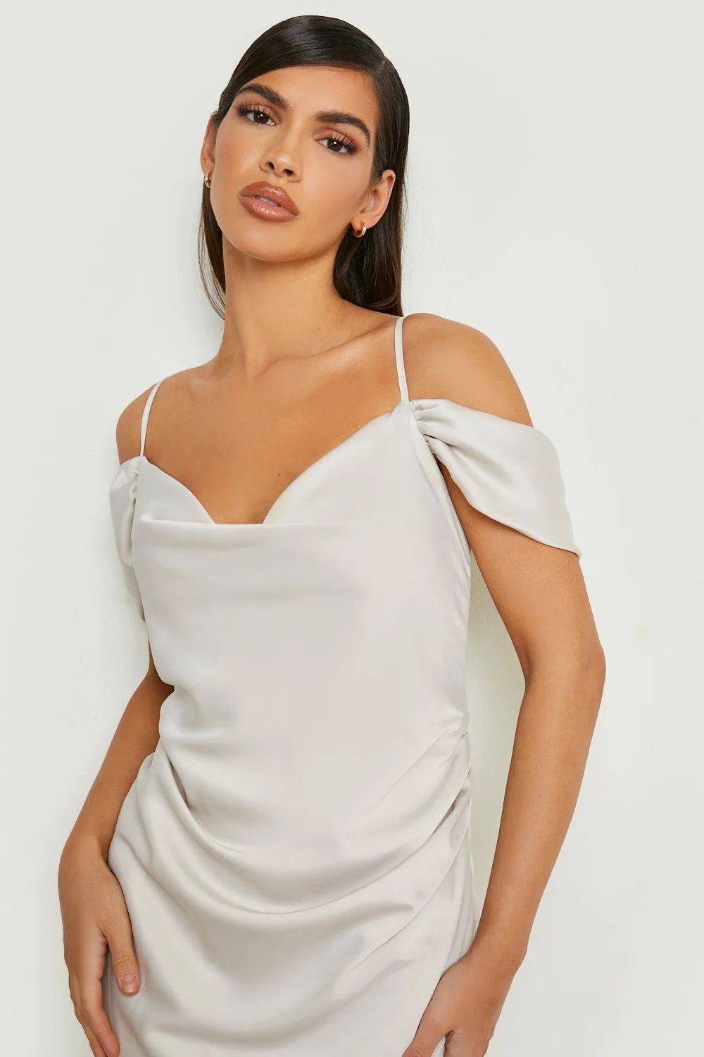 Dresses | Mix And Match Satin Cold Shoulder Maxi Dress | boohoo