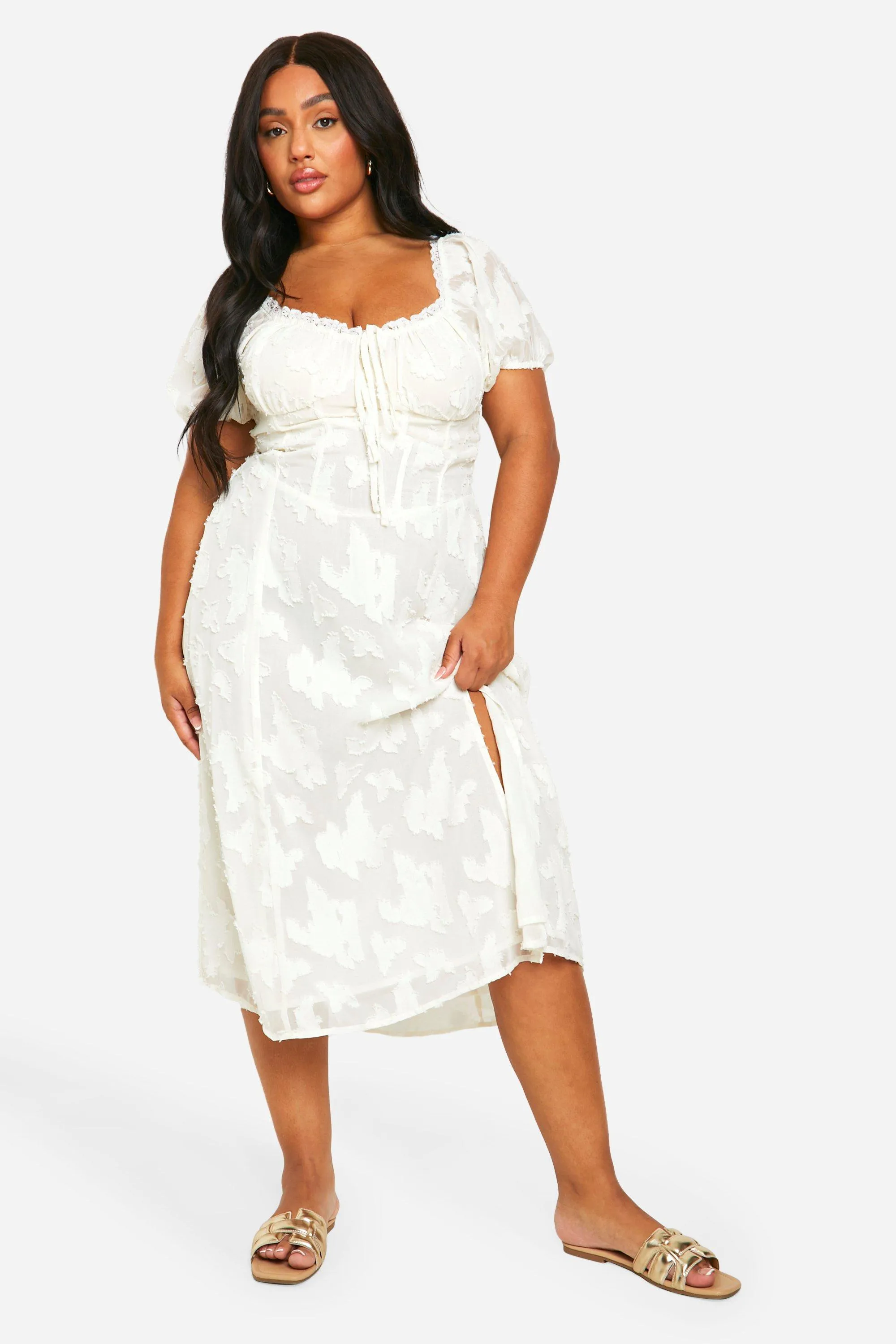 Dresses | Plus Burnout Milkmaid Midi Dress | boohoo