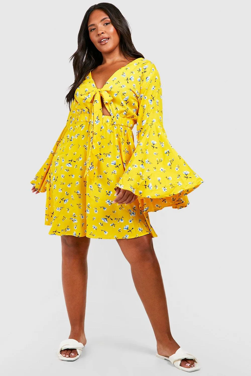 Dresses | Plus Floral Knot Front Flared Skater Dress | boohoo