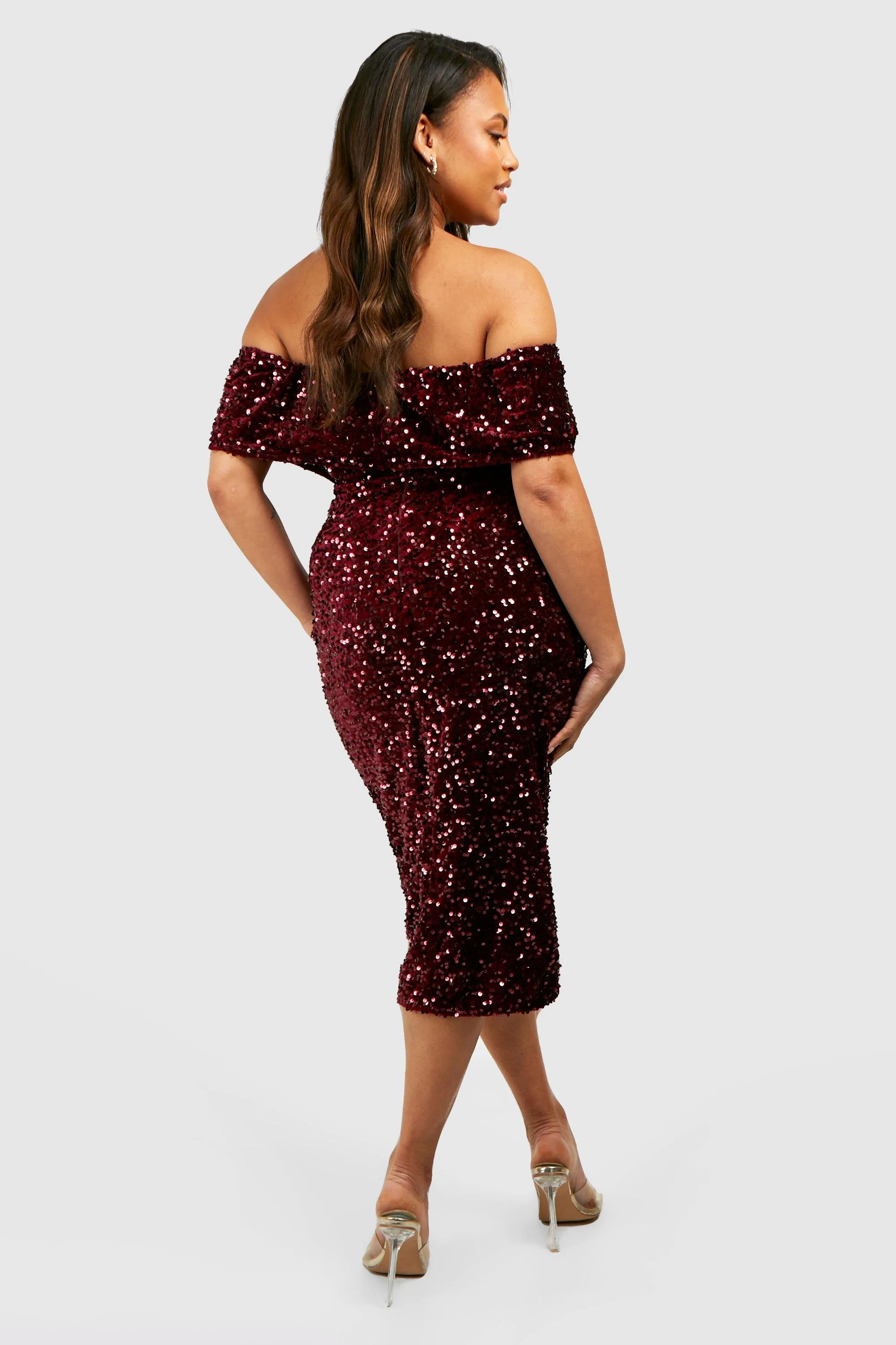 Dresses | Plus Sequin Off The Shoulder Wrap Midi Dress | boohoo