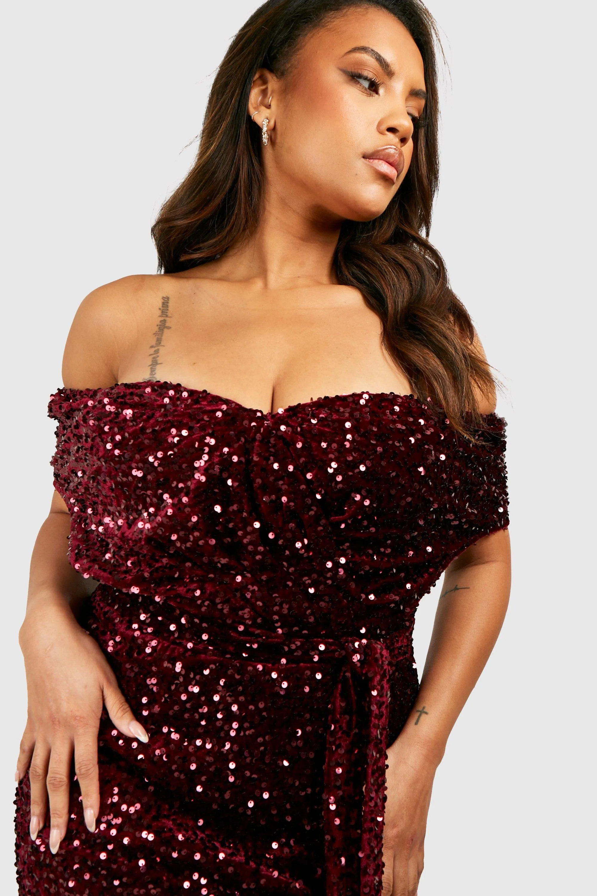 Dresses | Plus Sequin Off The Shoulder Wrap Midi Dress | boohoo