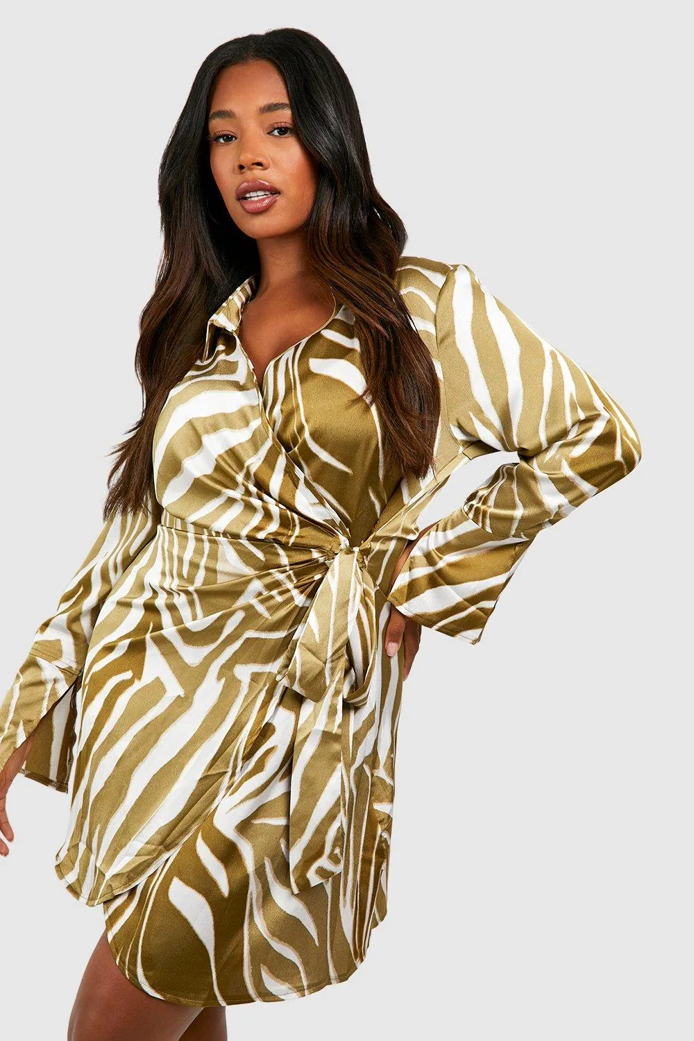 Dresses | Plus Zebra Print Wrap Shirt Dress | boohoo