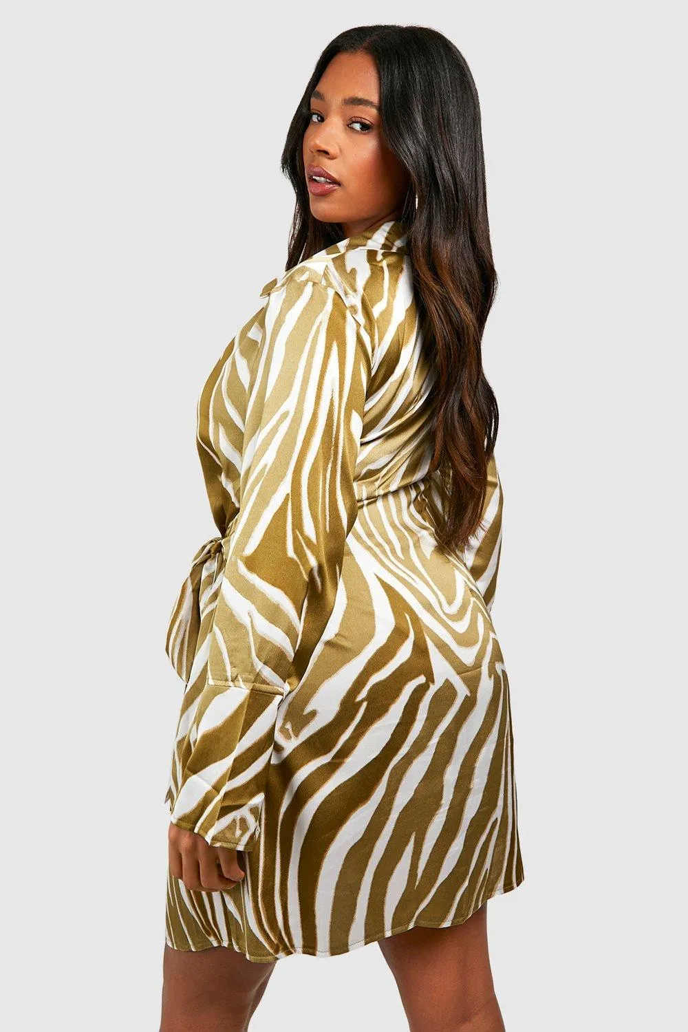 Dresses | Plus Zebra Print Wrap Shirt Dress | boohoo