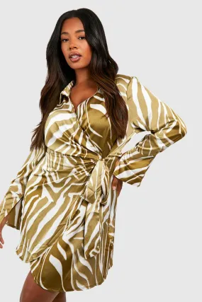 Dresses | Plus Zebra Print Wrap Shirt Dress | boohoo