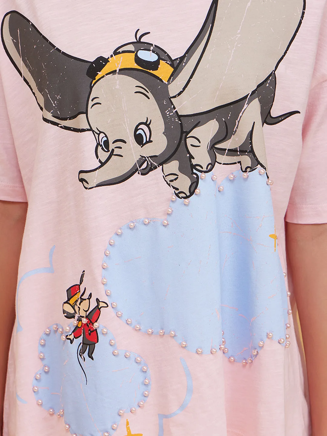 Dumbo  Disney Printed T-Shirt With Pearls