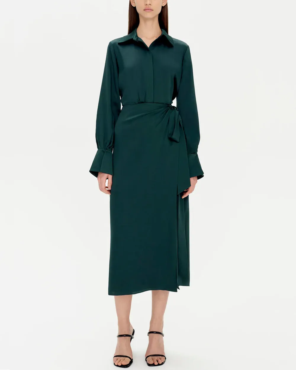 Emerald Samba Long Sleeve Draped Dress