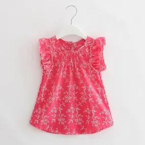 Floral Petal Sleeves Girls Dresses