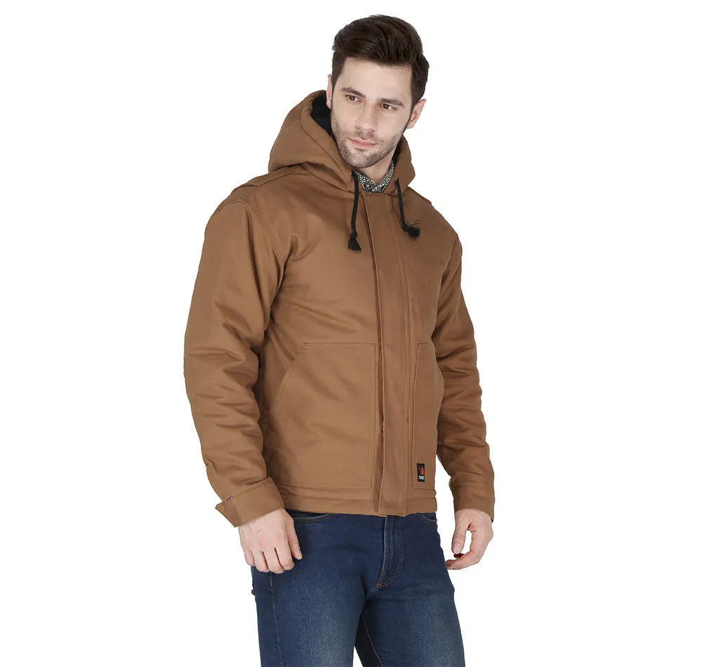 Forge Fr Men's Brown Insulated Duck Hooded Jacket