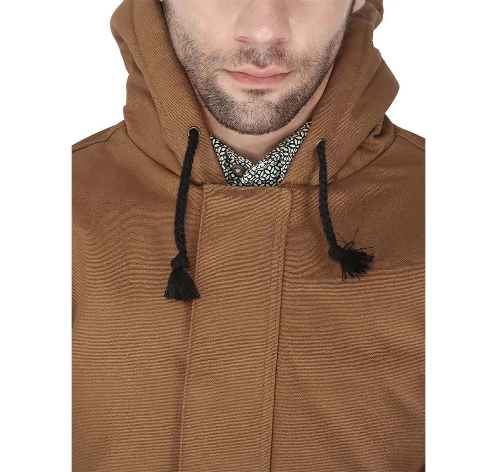 Forge Fr Men's Brown Insulated Duck Hooded Jacket