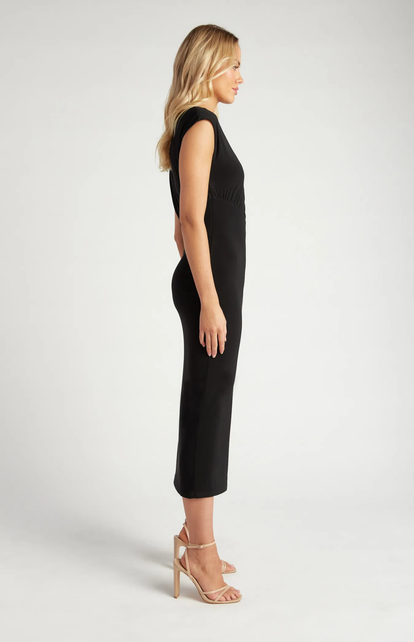 Gathered Bodice Seam Detail Jersey Midi Dress (SDR1615A)