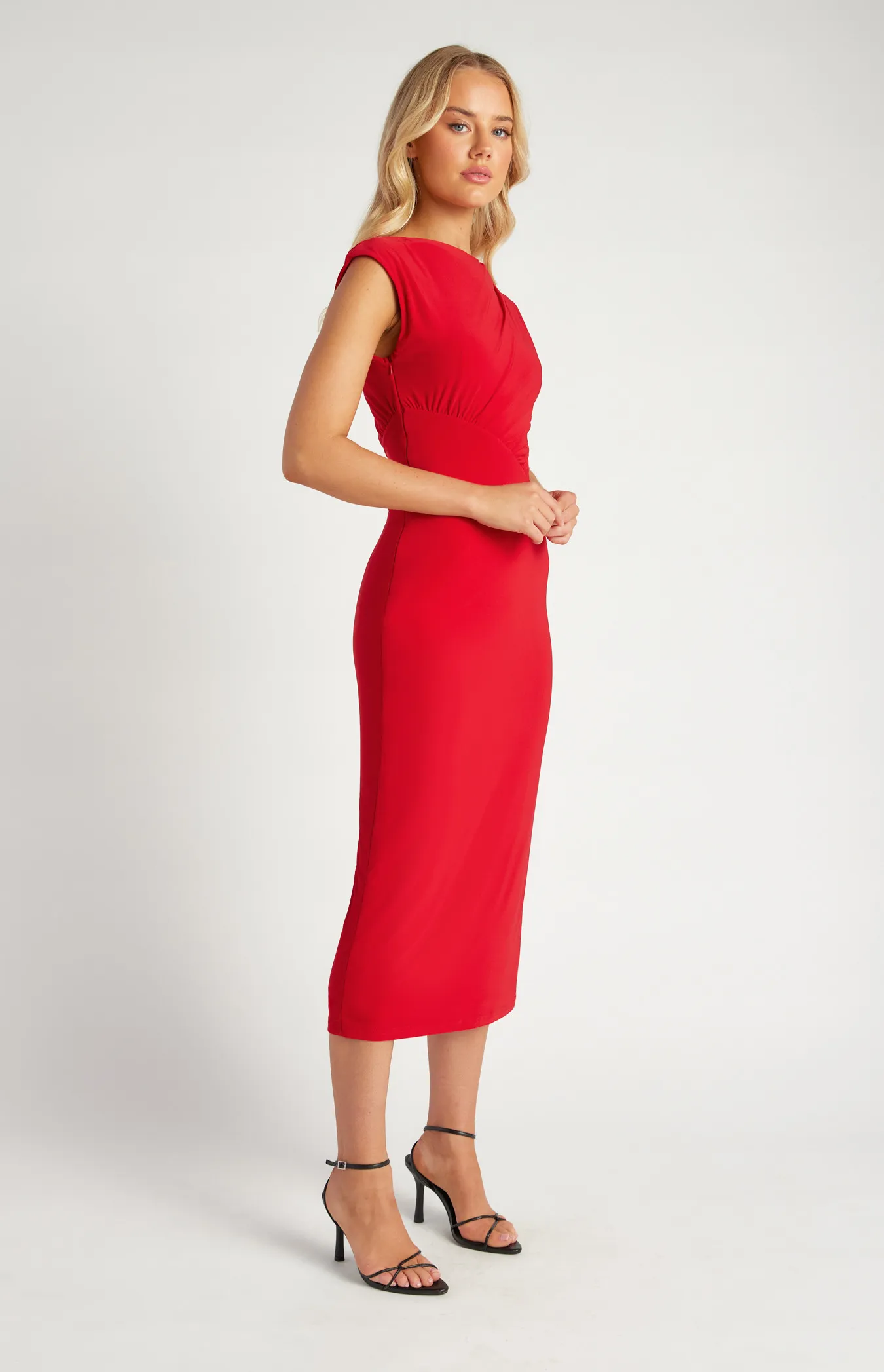 Gathered Bodice Seam Detail Jersey Midi Dress (SDR1615A)