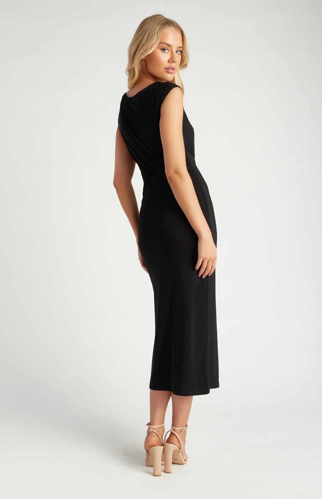 Gathered Bodice Seam Detail Jersey Midi Dress (SDR1615A)