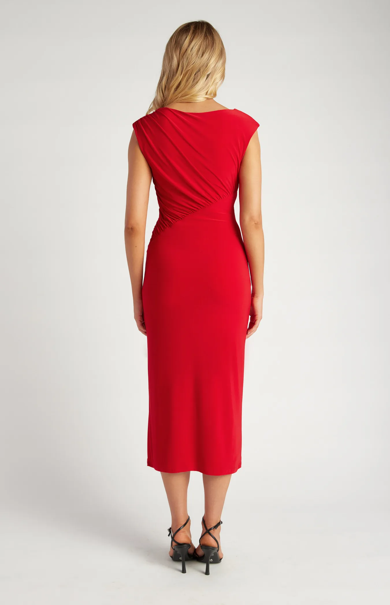 Gathered Bodice Seam Detail Jersey Midi Dress (SDR1615A)