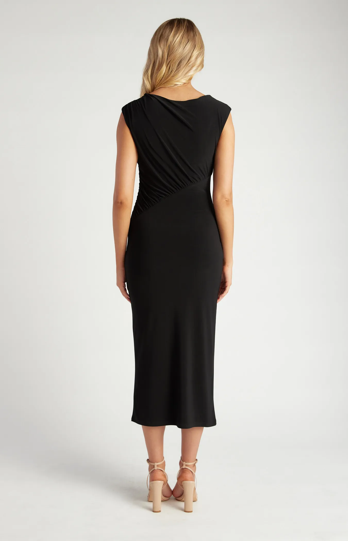 Gathered Bodice Seam Detail Jersey Midi Dress (SDR1615A)