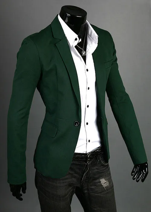 Goforward 5 Colors Men Casual One Button Suit Blazer Coat Jackets