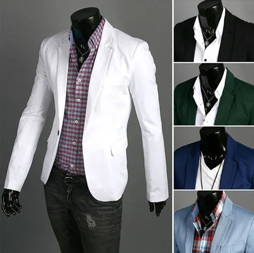 Goforward 5 Colors Men Casual One Button Suit Blazer Coat Jackets