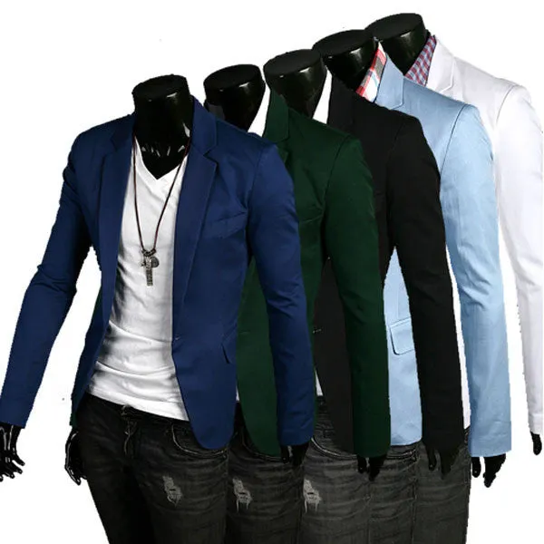 Goforward 5 Colors Men Casual One Button Suit Blazer Coat Jackets