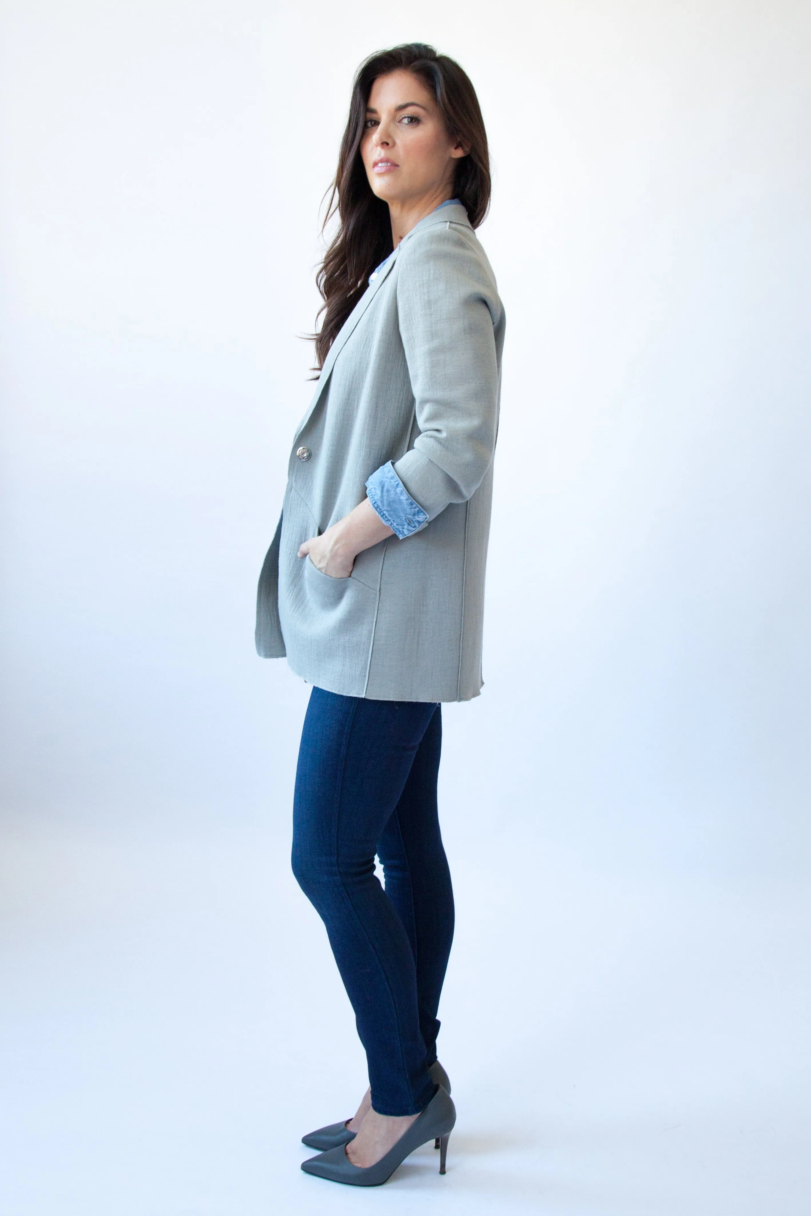 Greenwich Sweater Blazer - Neutral Grey