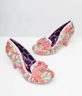 Irregular Choice Red Floral & Gingham Print Heels