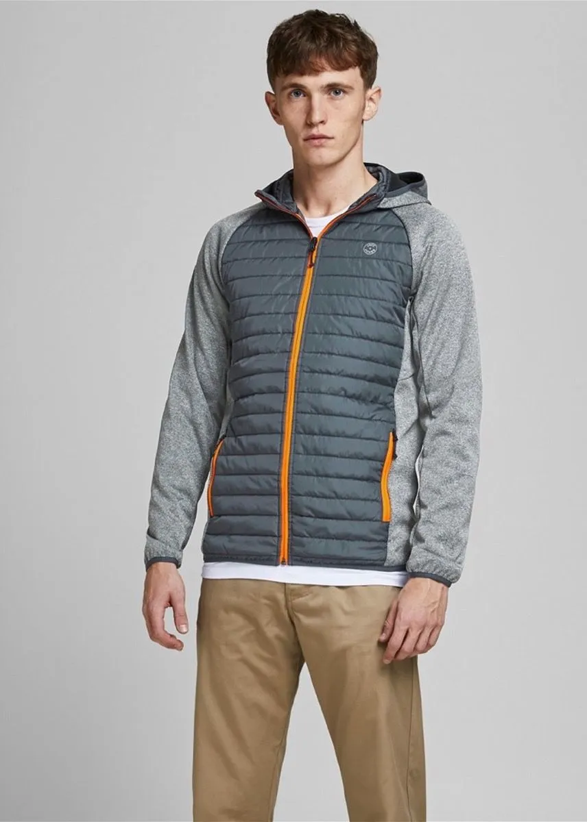 Jack & Jones Multi Quilted Hybrid Jacket Grey Melange