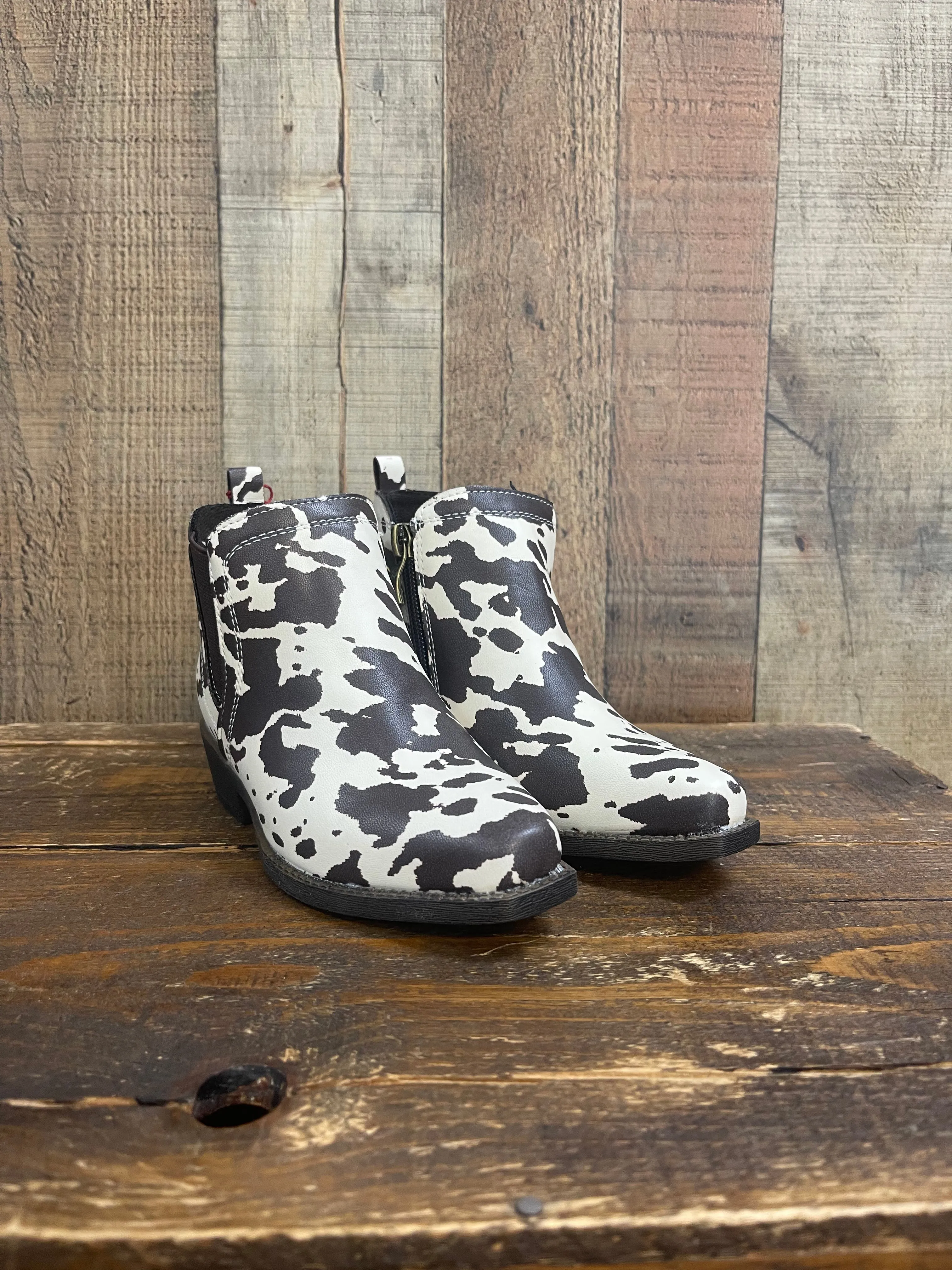 Kids Ariat Cow Print Dixon Lucy Bootie