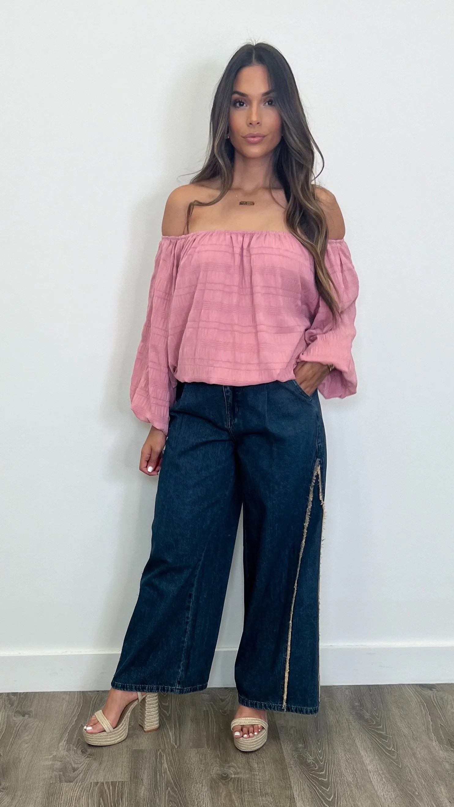 Kika Off Shoulder Pink Top