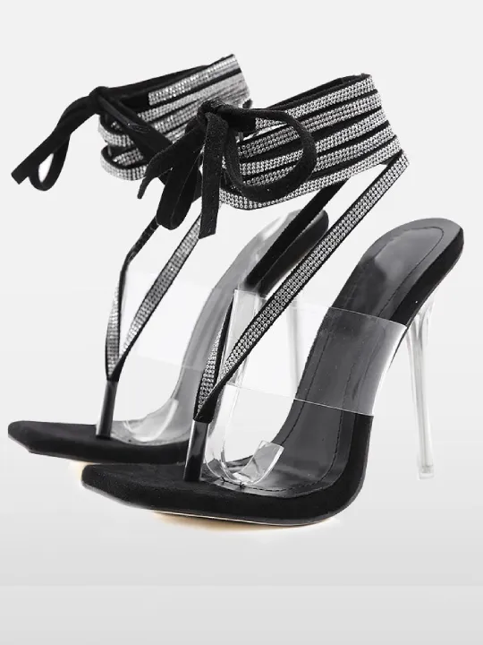 Lace Up Stiletto Heel Sandals