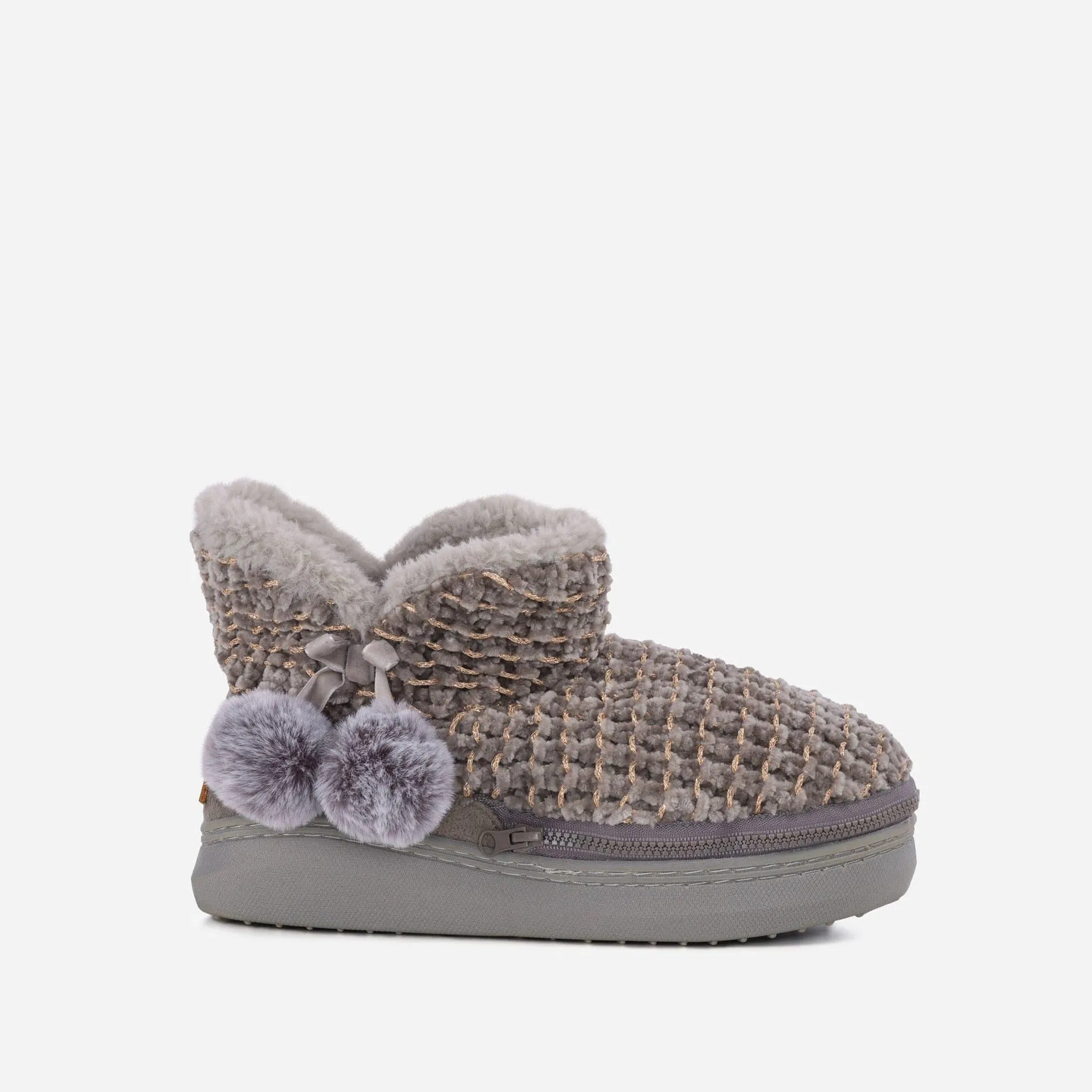 LADIES COSYHEATS GREY CHENIELLE SLIPPER BOOTIE (MICROWAVEABLE)