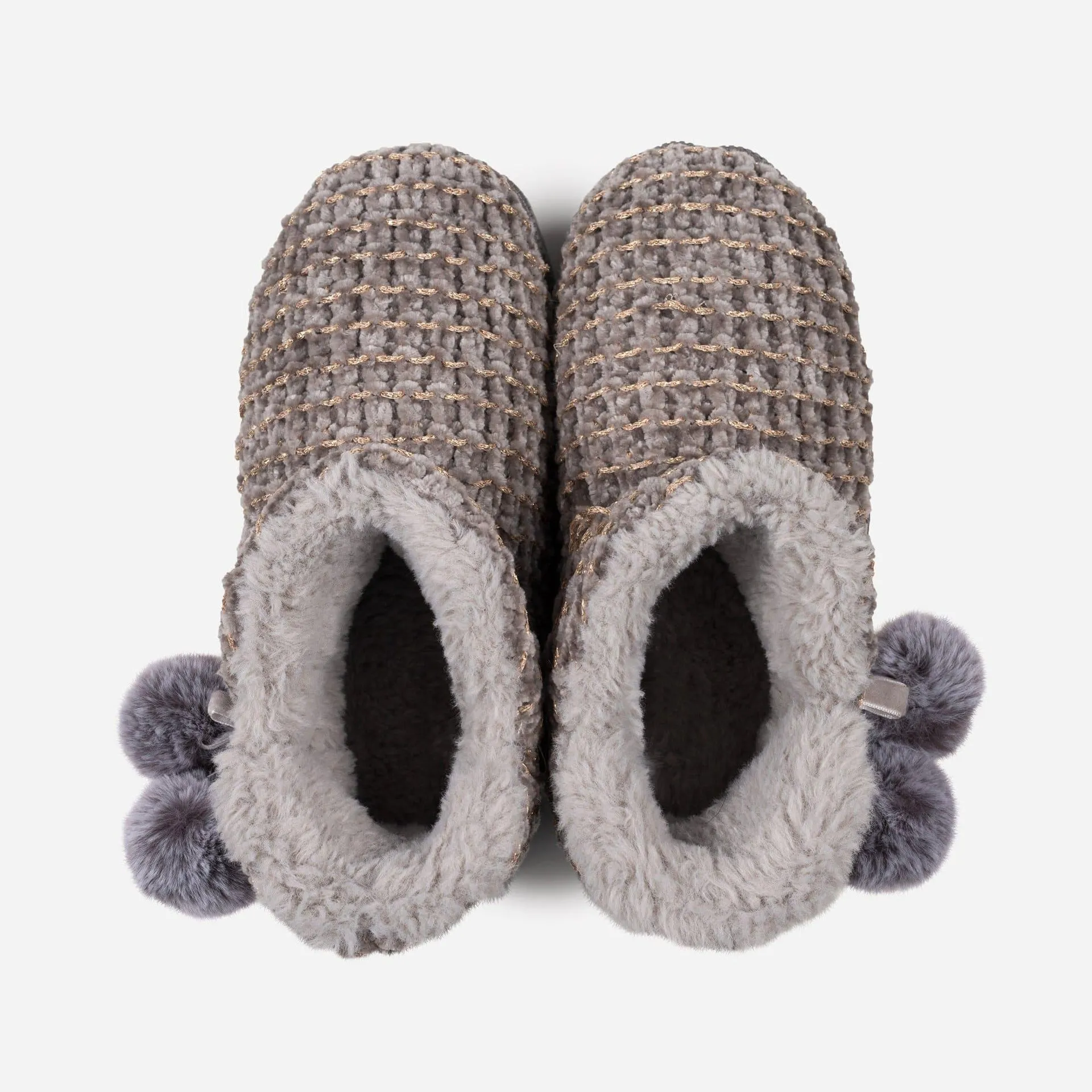 LADIES COSYHEATS GREY CHENIELLE SLIPPER BOOTIE (MICROWAVEABLE)