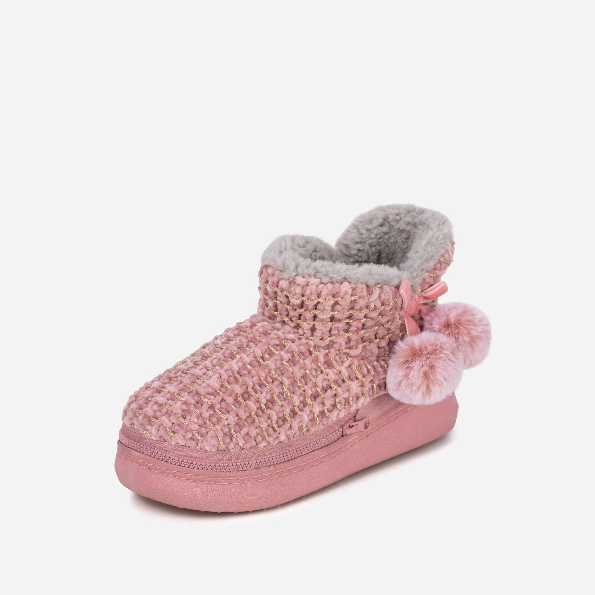 LADIES COSYHEATS PINK CHENIELLE SLIPPER BOOTIE(MICROWAVEABLE)